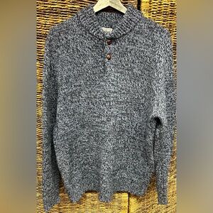LL Bean- Men's Carbon Navy Sweater, Lambs Wool- Size: Large Tall,‎ Henley